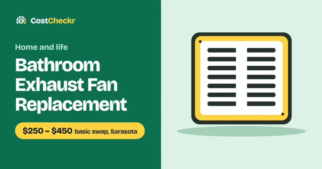 Bathroom Exhaust Fan Replacement, $250 to $450 basic swap, Sarasota