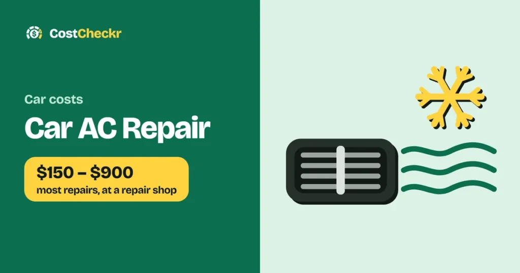 Car AC Repair, $150 to $900 most repairs, at a repair shop
