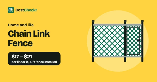 Chain Link Fence, $17 to $21 per linear ft, 4-ft fence installed