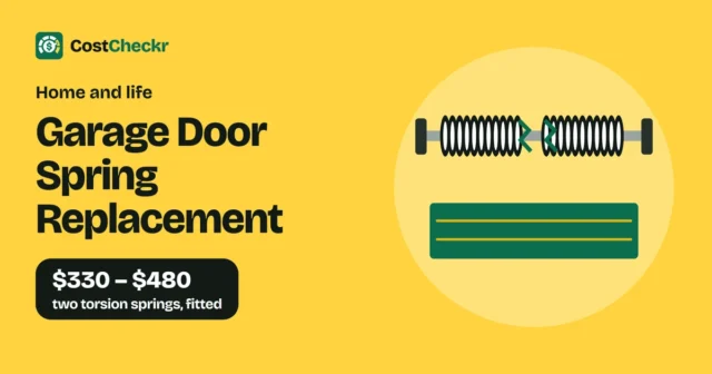 Garage Door Spring Replacement, $330 to $480 two torsion springs, fitted