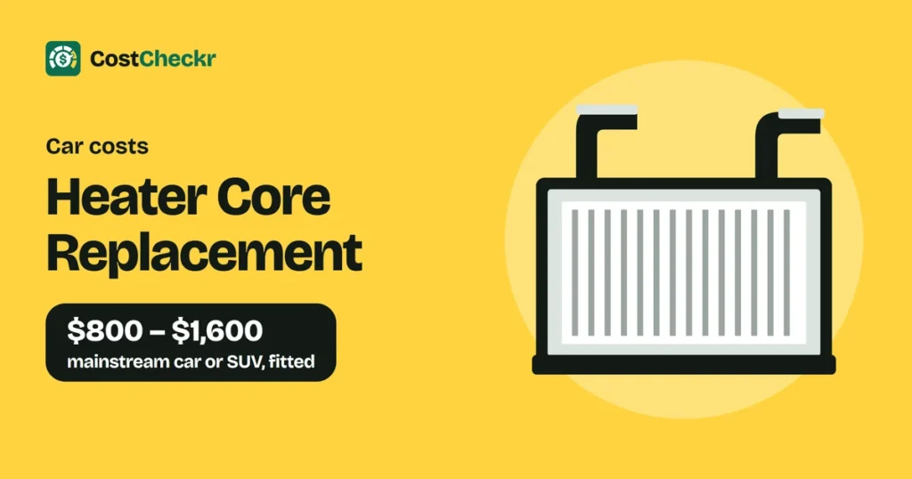 Heater Core Replacement, $800 to $1,600 mainstream car or SUV, fitted