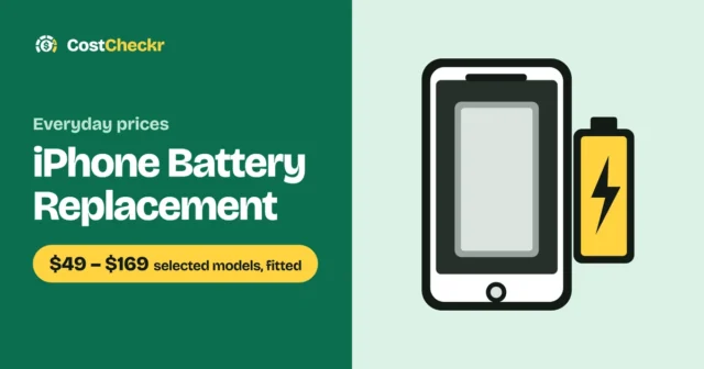 iPhone Battery Replacement, $49 to $169 selected models, fitted