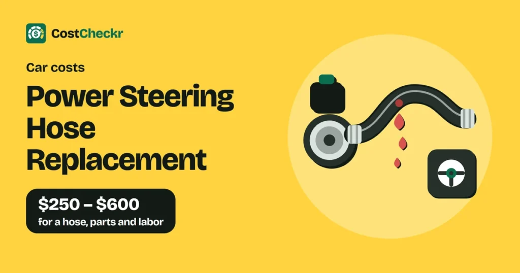 Power Steering Hose Replacement, $250 to $600 for a hose, parts and labor