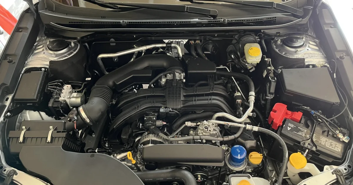 The engine bay of a 2023 Subaru Outback Limited.