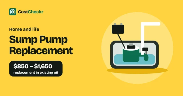 Sump Pump Replacement, $850 to $1,650 replacement in existing pit