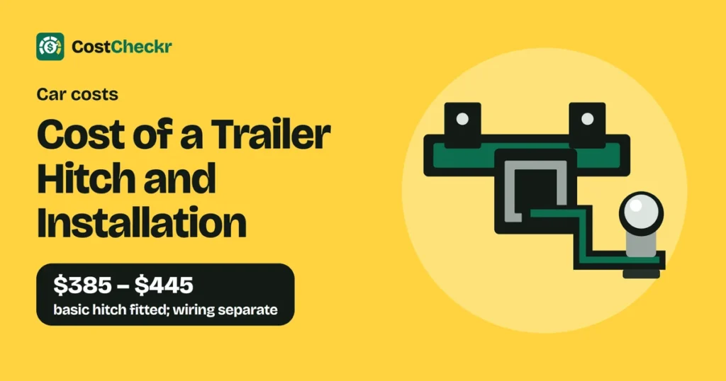 Cost of a Trailer Hitch and Installation, $385 to $445 basic hitch fitted; wiring separate