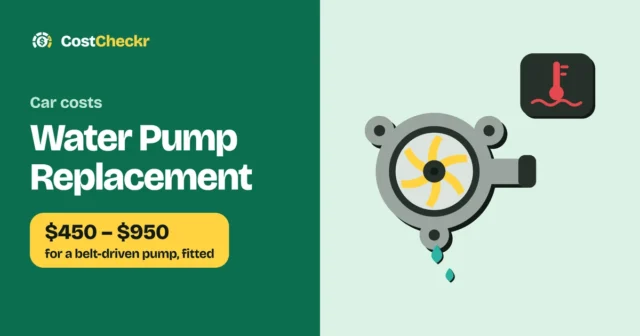 Water Pump Replacement, $450 to $950 for a belt-driven pump, fitted